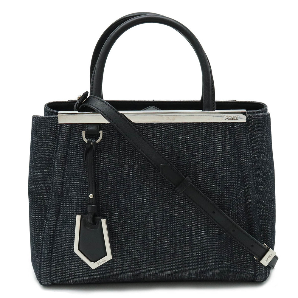 Fendi Petite 2Jours Handbag Denim Leather Navy